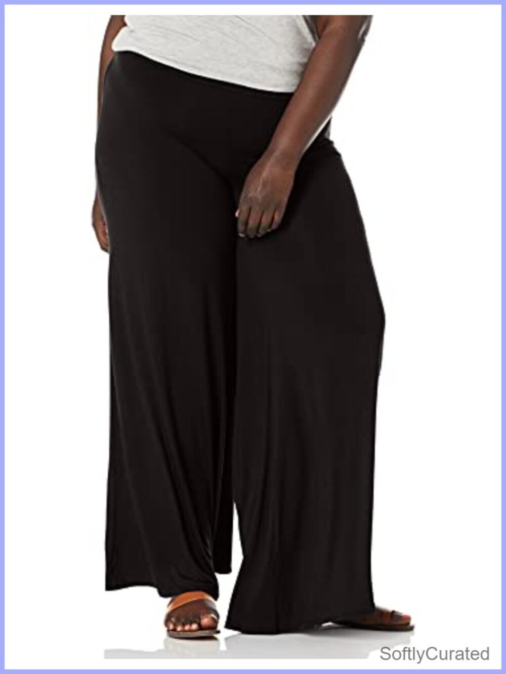 Plus Size Wide Leg Palazzo Pants High Rise Stretch Ity Knit Yoga